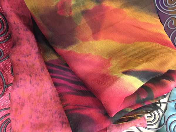 100% Silk Printed Wraps -Pinks&Browns - AlSundus
