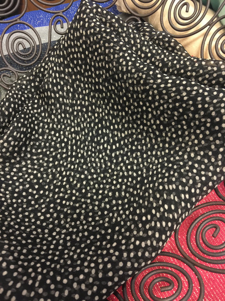 100% Silk Printed Wraps -Black with White Dots - AlSundus